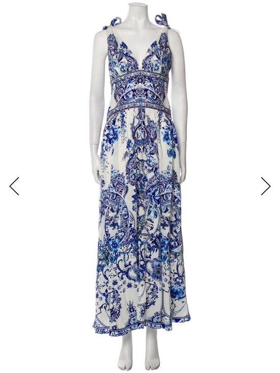 Camilla Dresses & Skirts - Camilla Blue and White Printed Tie-Shoulder Evening Gown